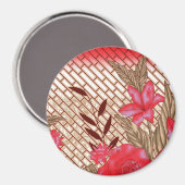 Intrikates Stoffdesign mit Blumenmuster Magnet (Vorderseite/Rückseite)