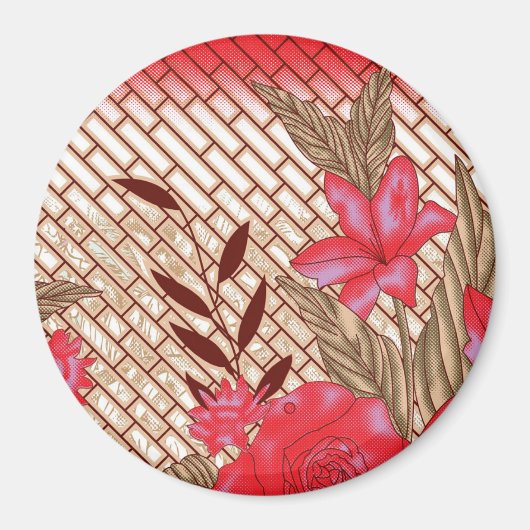 Intrikates Stoffdesign mit Blumenmuster Magnet (Vorne)