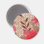 Intrikates Stoffdesign mit Blumenmuster Magnet (Vorderseite/Rückseite)