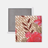 Intrikates Stoffdesign mit Blumenmuster Magnet (Vorderseite/Rückseite)