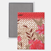 Intrikates Stoffdesign mit Blumenmuster Magnet (Vorderseite/Rückseite)