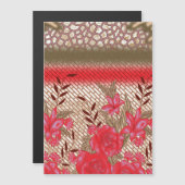 Intrikates Stoffdesign mit Blumenmuster Magneteinladung (Vorne/Hinten)