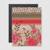 Intrikates Stoffdesign mit Blumenmuster Magneteinladung (Vorne/Hinten)
