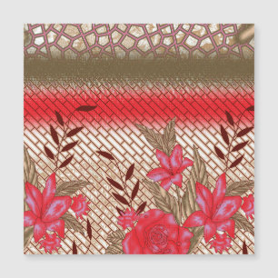 Intrikates Stoffdesign mit Blumenmuster Magnetkarte