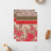 Intrikates Stoffdesign mit Blumenmuster Mitteilungskarte (Vorderseite/Rückseite Beispiel)