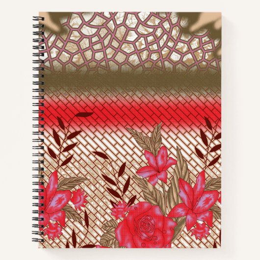 Intrikates Stoffdesign mit Blumenmuster Notizblock (Vorderseite)