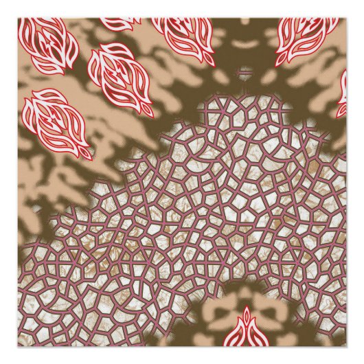Intrikates Stoffdesign mit Blumenmuster Poster (Vorderseite)
