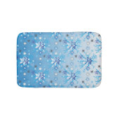 Intrikierte blaue und weiße Sterne und Schneeflock Badematte (Vorderseite)