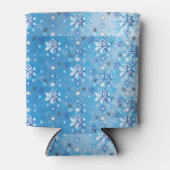 Intrikierte blaue und weiße Sterne und Schneeflock Dosenkühler (Vorderseite)