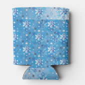 Intrikierte blaue und weiße Sterne und Schneeflock Dosenkühler (Rückseite)