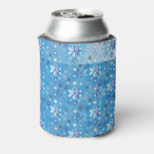Intrikierte blaue und weiße Sterne und Schneeflock Dosenkühler (Kanne Rückseite)