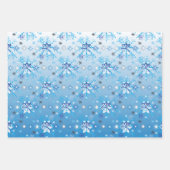 Intrikierte blaue und weiße Sterne und Schneeflock Geschenkpapier Set (Vorderseite 3)