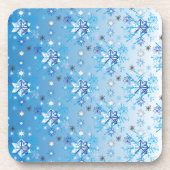 Intrikierte blaue und weiße Sterne und Schneeflock Getränkeuntersetzer (Vorderseite)