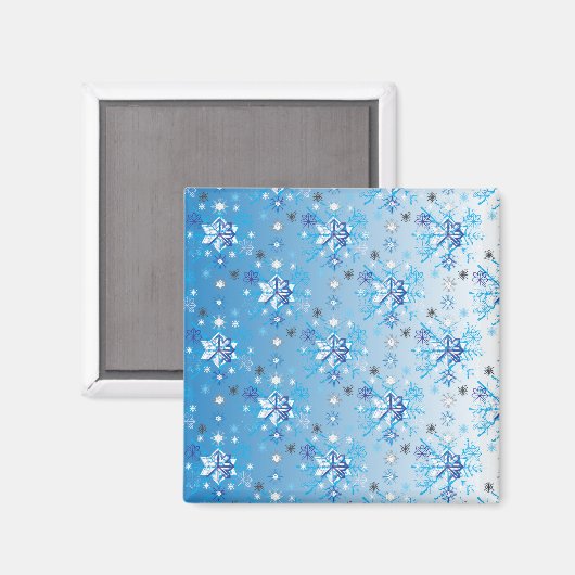 Intrikierte blaue und weiße Sterne und Schneeflock Magnet (Vorderseite/Rückseite)