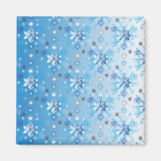 Intrikierte blaue und weiße Sterne und Schneeflock Magnet (Vorne)