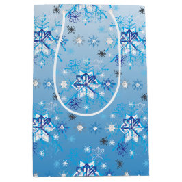 Intrikierte blaue und weiße Sterne und Schneeflock Mittlere Geschenktüte