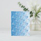 Intrikierte blaue und weiße Sterne und Schneeflock Postkarte (Stehend Vorderseite)