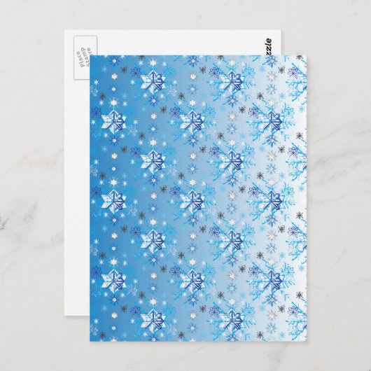 Intrikierte blaue und weiße Sterne und Schneeflock Postkarte (Vorne/Hinten)
