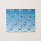 Intrikierte blaue und weiße Sterne und Schneeflock Puzzle (Horizontal)