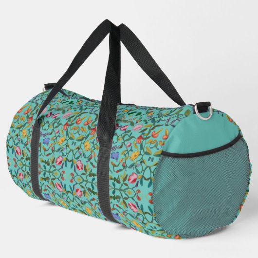 Intrikierte Blumenmuster botanische Schnitt Nähtas Duffle Bag (Rechte Ecke)
