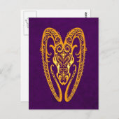 Intrikierte Gelbfrüchte Zodiac auf Lila Postkarte (Vorne/Hinten)