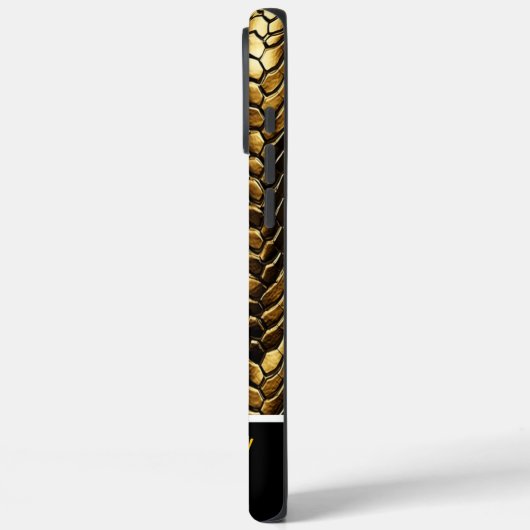 Intrikierte goldene Schlangenhautmuster Case-Mate iPhone Hülle (Rückseite / Links)