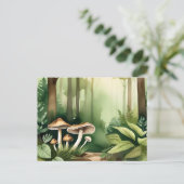 Intrikierter Pilz mit weichem grünem Wash Postkarte (Stehend Vorderseite)