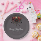 Intrikierter schwarz-gotischer Kronleuchter mit Ro Pappteller (Party)