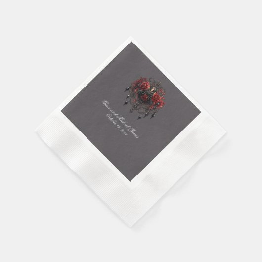 Intrikierter schwarz-gotischer Kronleuchter mit Ro Serviette (Ecke)