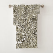 Intrikiertes Blumendesign in Braun und Weiß Badhandtuch Set (Insitu)