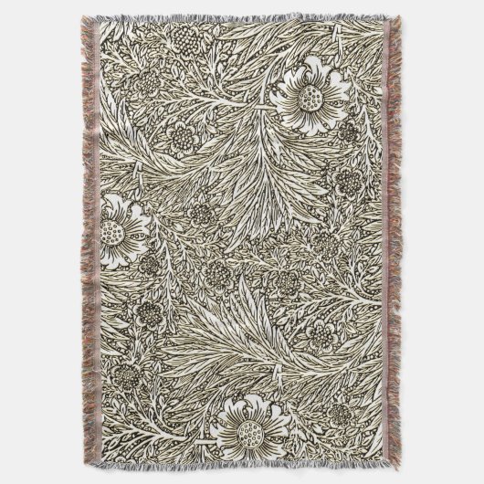 Intrikiertes Blumendesign in Braun und Weiß Decke (Vorderseite Vertikal)