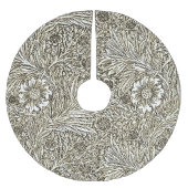 Intrikiertes Blumendesign in Braun und Weiß Polyester Weihnachtsbaumdecke (Vorderseite)