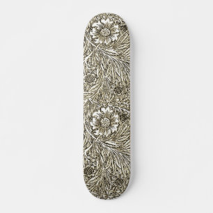 Intrikiertes Blumendesign in Braun und Weiß Skateboard