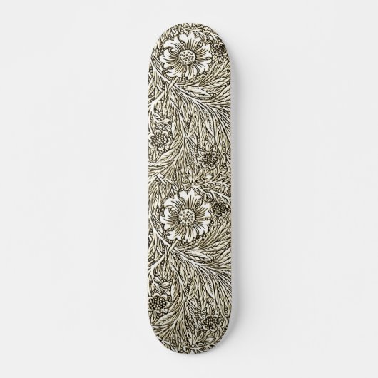 Intrikiertes Blumendesign in Braun und Weiß Skateboard (Vorne)