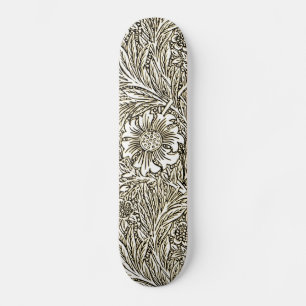 Intrikiertes Blumendesign in Braun und Weiß Skateboard