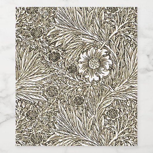 Intrikiertes Blumendesign in Braun und Weiß Weinetikett (Einzelnes Label)