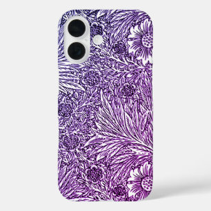 Intrikiertes Blumendesign in Lila Farben und Weiß iPhone 16 Hülle