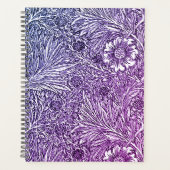 Intrikiertes Blumendesign in Lila Farben und Weiß Planer (Vorderseite)