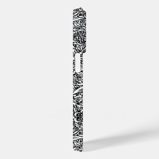 Intrikiertes Blumendesign in Schwarz und Weiß Case-Mate iPhone Hülle (Rückseite / Rechts)