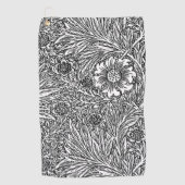 Intrikiertes Blumendesign in Schwarz und Weiß Golfhandtuch (Vorderseite)