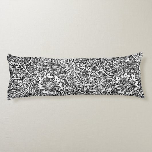 Intrikiertes Blumendesign in Schwarz und Weiß Seitenschläferkissen (Rückseite)