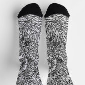 Intrikiertes Blumendesign in Schwarz und Weiß Socken (Oben)