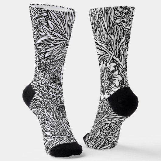 Intrikiertes Blumendesign in Schwarz und Weiß Socken (Gewinkelt)