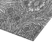 Intrikiertes Blumendesign in Schwarz-Weiß-Glas Schneidebrett (Ecke)