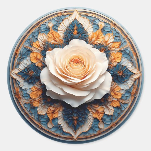 Intrikiertes Design der Blume Runder Aufkleber (Vorderseite)