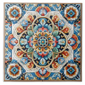 Intrikiertes florales Fliesendesign mit lebhaften Fliese (Vorderseite)