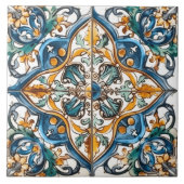 Intrikiertes florales Muster mit lebhaften Farben Fliese (Vorderseite)