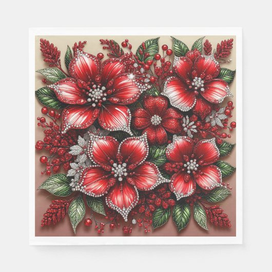 Intrikiertes Gem verziertes Blumendesign Serviette (Vorderseite)