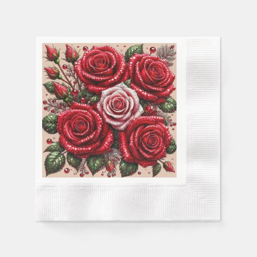Intrikiertes Gem verziertes Blumendesign Serviette (Vorderseite)