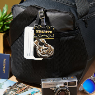 Intrikiertes Gitarrendesign mit Drachendetails Gepäckanhänger